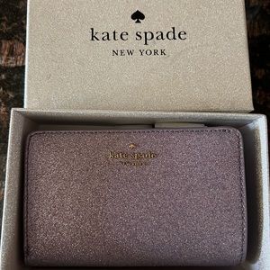 ♠️💜Kate Spade Boxed Tinsel Glitter Zip Continental Wallet. Lilac Frost.